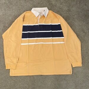 XL Men’s Haggar Generations Rugby Shirt - Yellow with Blue and White Stripes